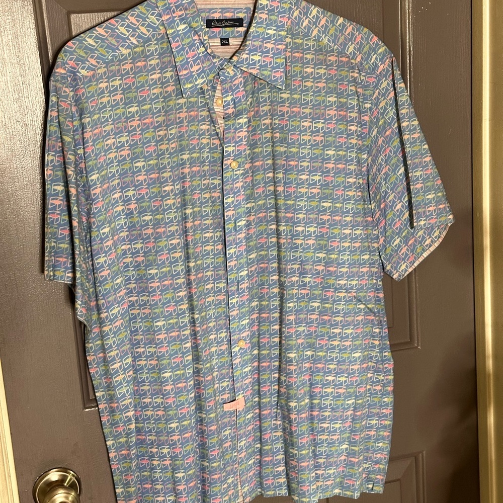 Tommy Bahama Blue and Pink Patterned Shirt